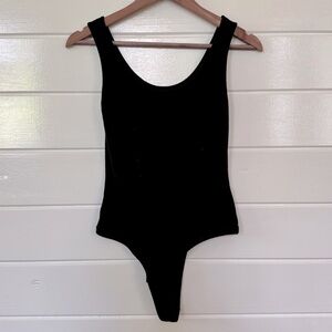 Madewell Tank Thong Bodysuit, small, black